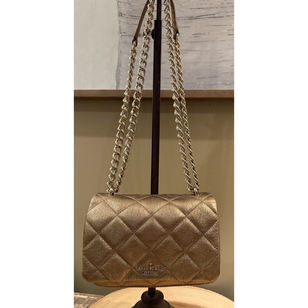 Kate Spade Gold Quilted Leather Mini Emerson Place Vivenna Crossbody Bag - Picture 3 of 15